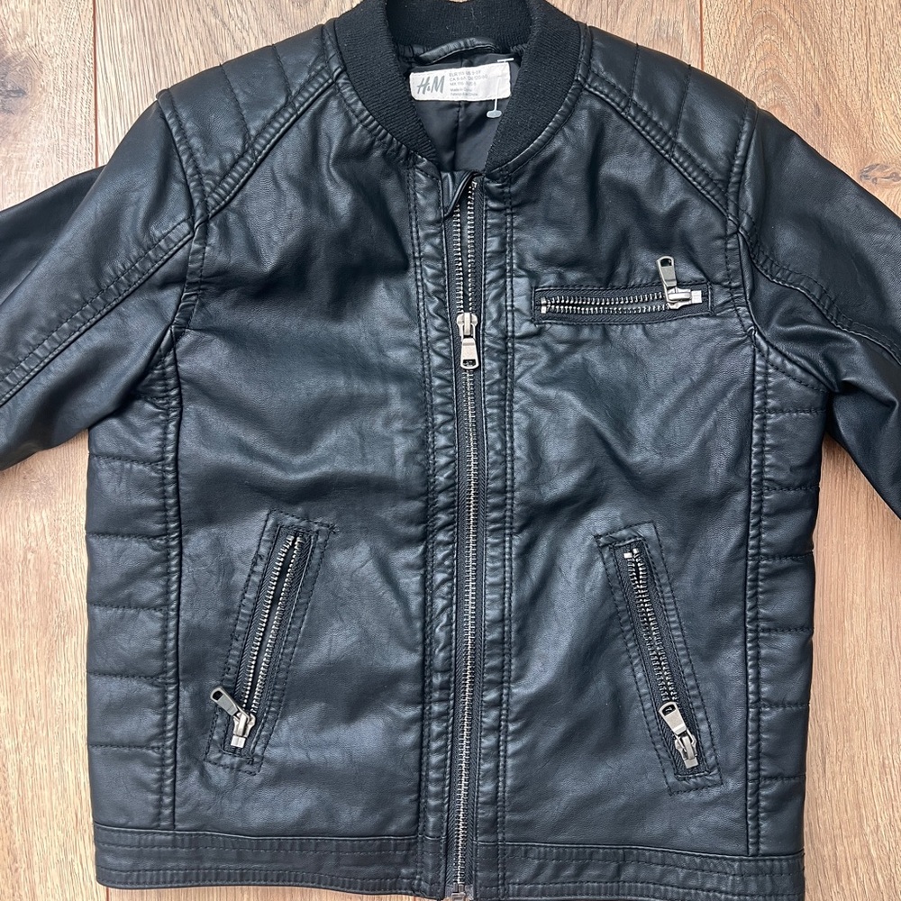 H&M Black Faux Leather Jacket (kids)